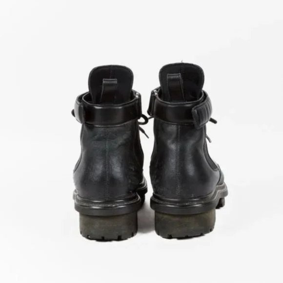 Balenciaga Black Leather Velcro-Ankle-Strap Biker Boots - Picture 3 of 10